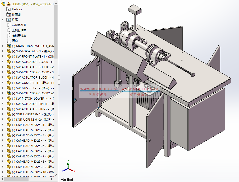 扣压机3D模型, 液压胶管自动扣压设备 CAD图纸下载（含模具+定位系统） 最新3D模型下载_solidworks格式_机械设计图纸