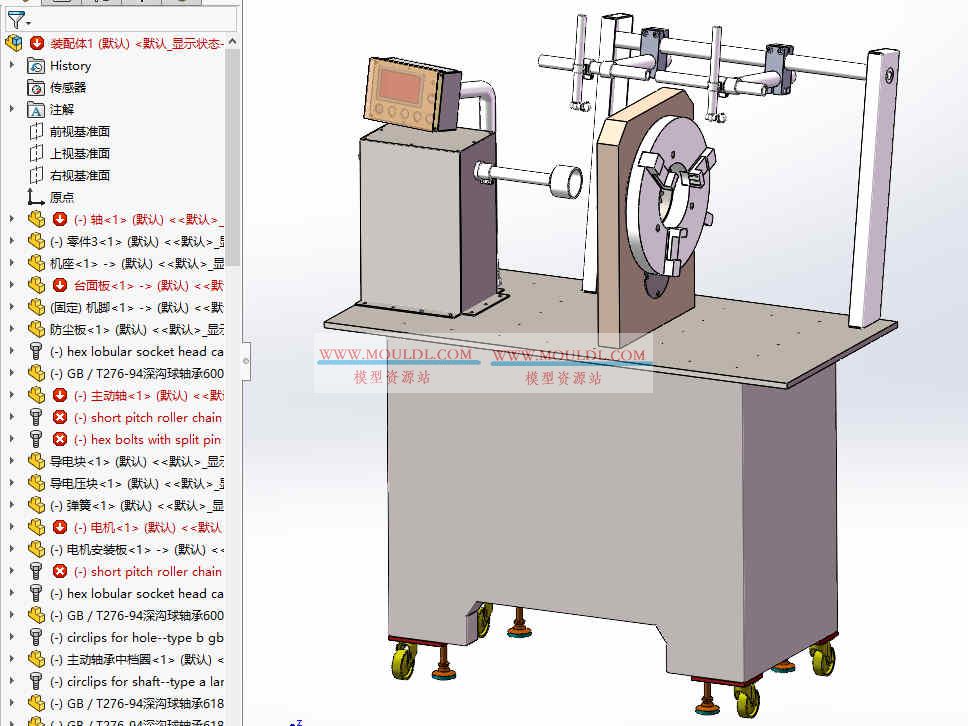排气管中心回转工装3D模型, 排气管装配旋转定位台 CAD图纸下载 最新3D模型下载_solidworks格式_机械设计图纸