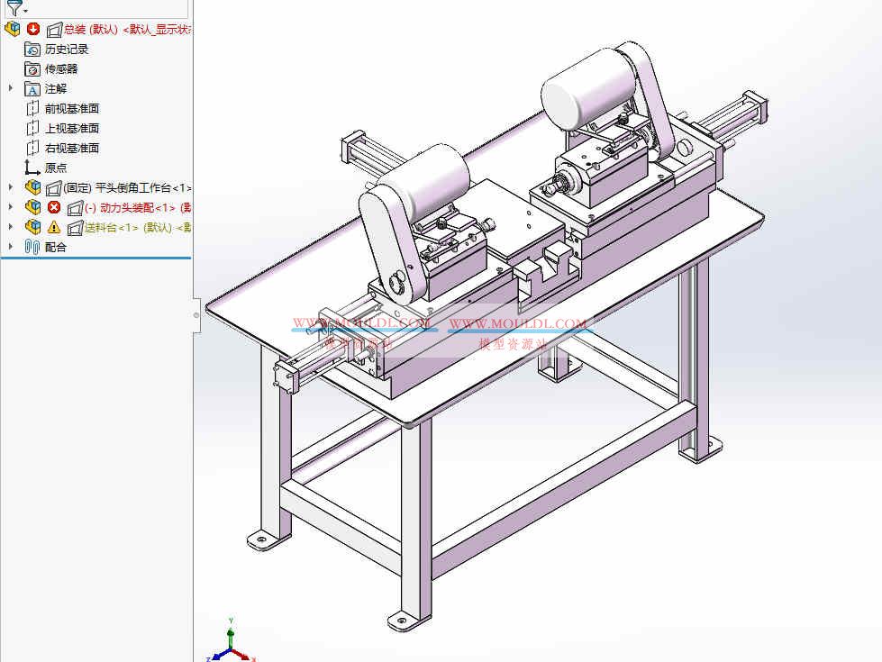 平头倒角机3D模型, 棒料/轴类自动平头倒角设备 CAD图纸下载 最新3D模型下载_solidworks格式_机械设计图纸