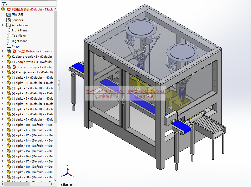 奶酪盒封装机3D模型, 奶酪棒/片自动包装设备 CAD图纸下载 最新3D模型下载_solidworks格式_机械设计图纸